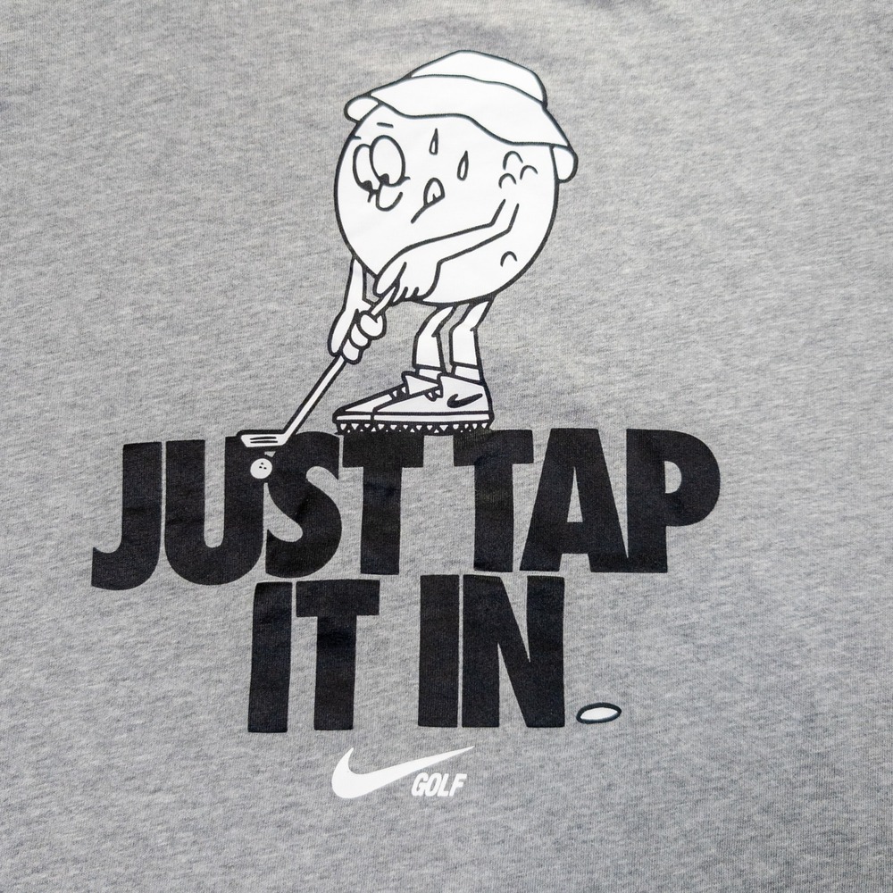 Nike Golf T-Shirt Mens XXL Gray Just Tap It In Graphic Short Sleeve Tee Sporty